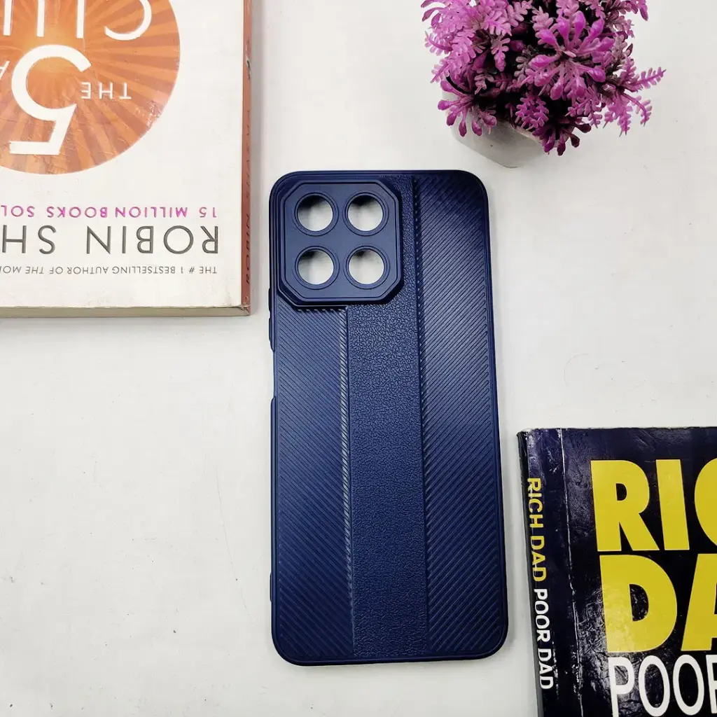 [PO14BHUHNX7C-77-17] Navy Blue Lining Texture Soft Silicone Back Case Honor X7C | Slim Protective Cover
