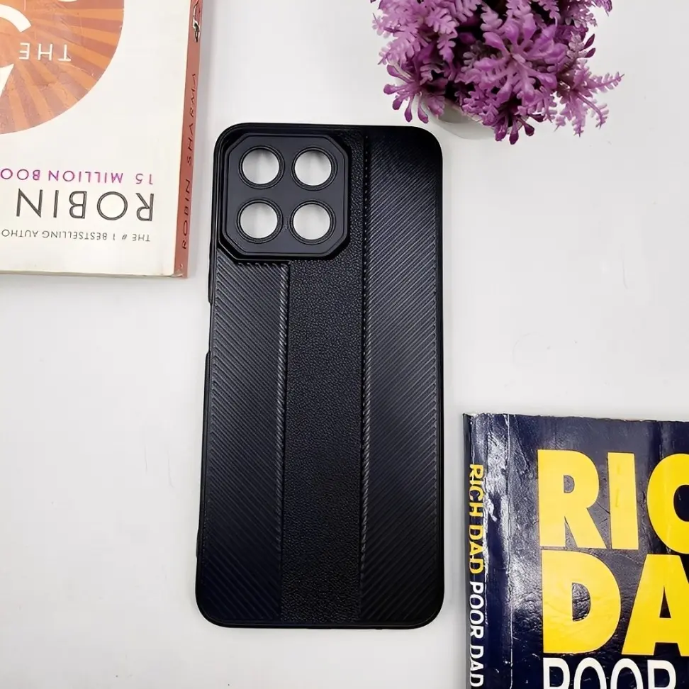 Lining Texture Soft Silicone Back Case Black Honor X6C | Protective Cover