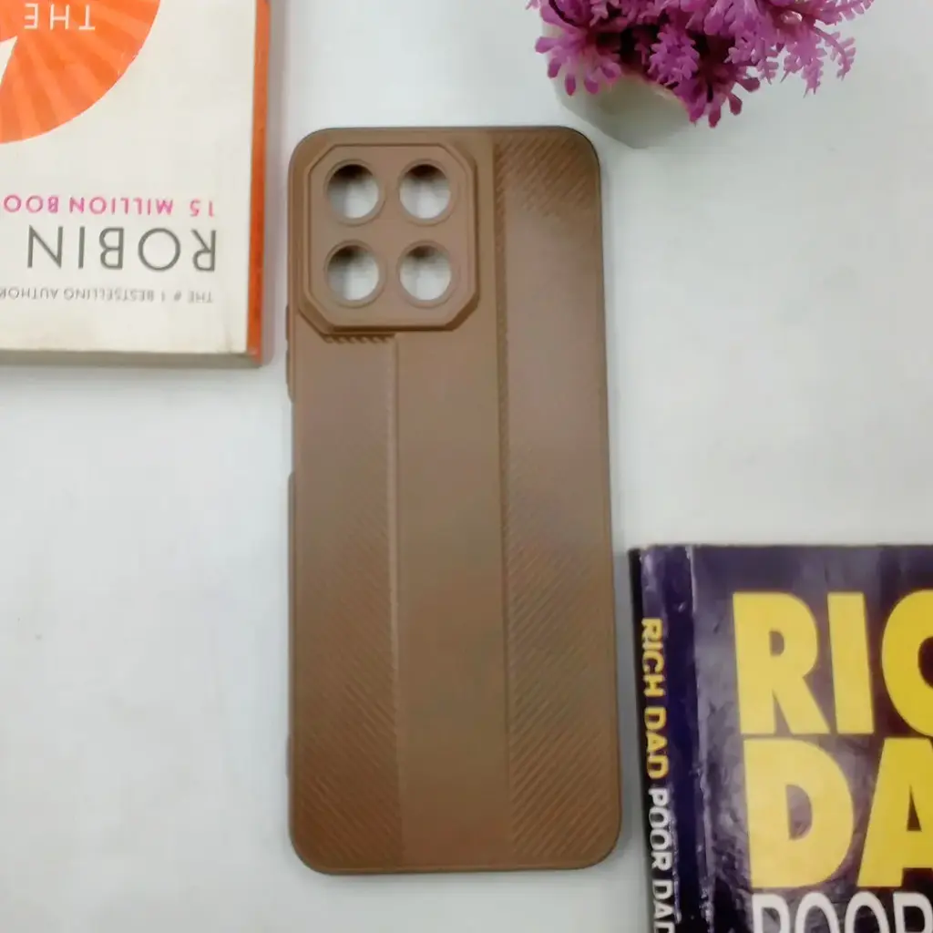 [PO14BHUHNX6C-77-13] Lining Texture Soft Silicone Back Case Brown Honor X6C | shockproof cover