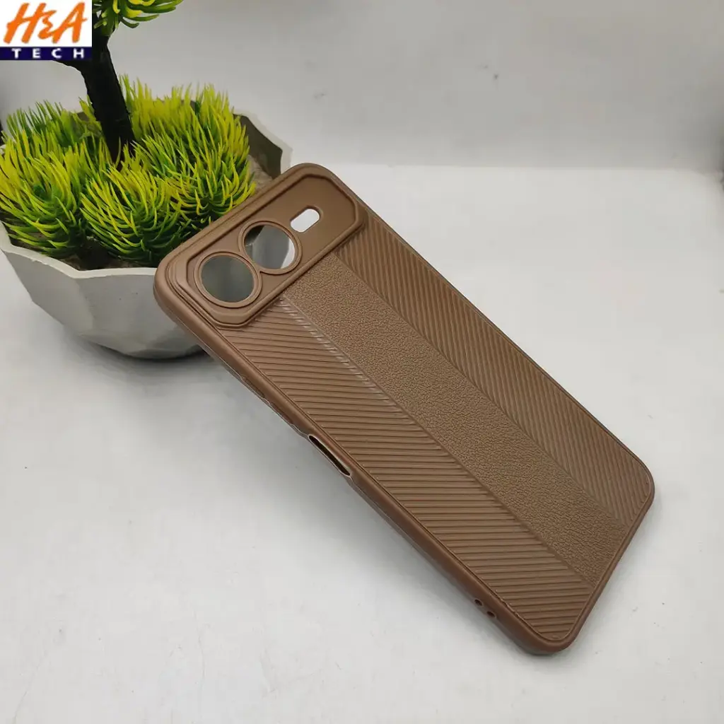 Infinix Smart 10 Plus 4G Lining Texture Soft Silicone Back Case (Brown)