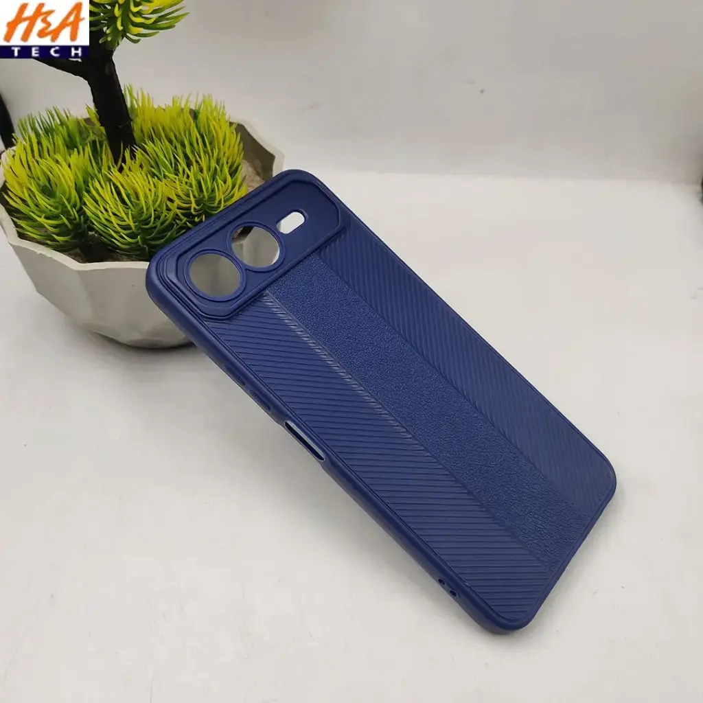 Infinix Smart 10 Plus 4G Lining Texture Soft Silicone Back Case (Navy Blue)