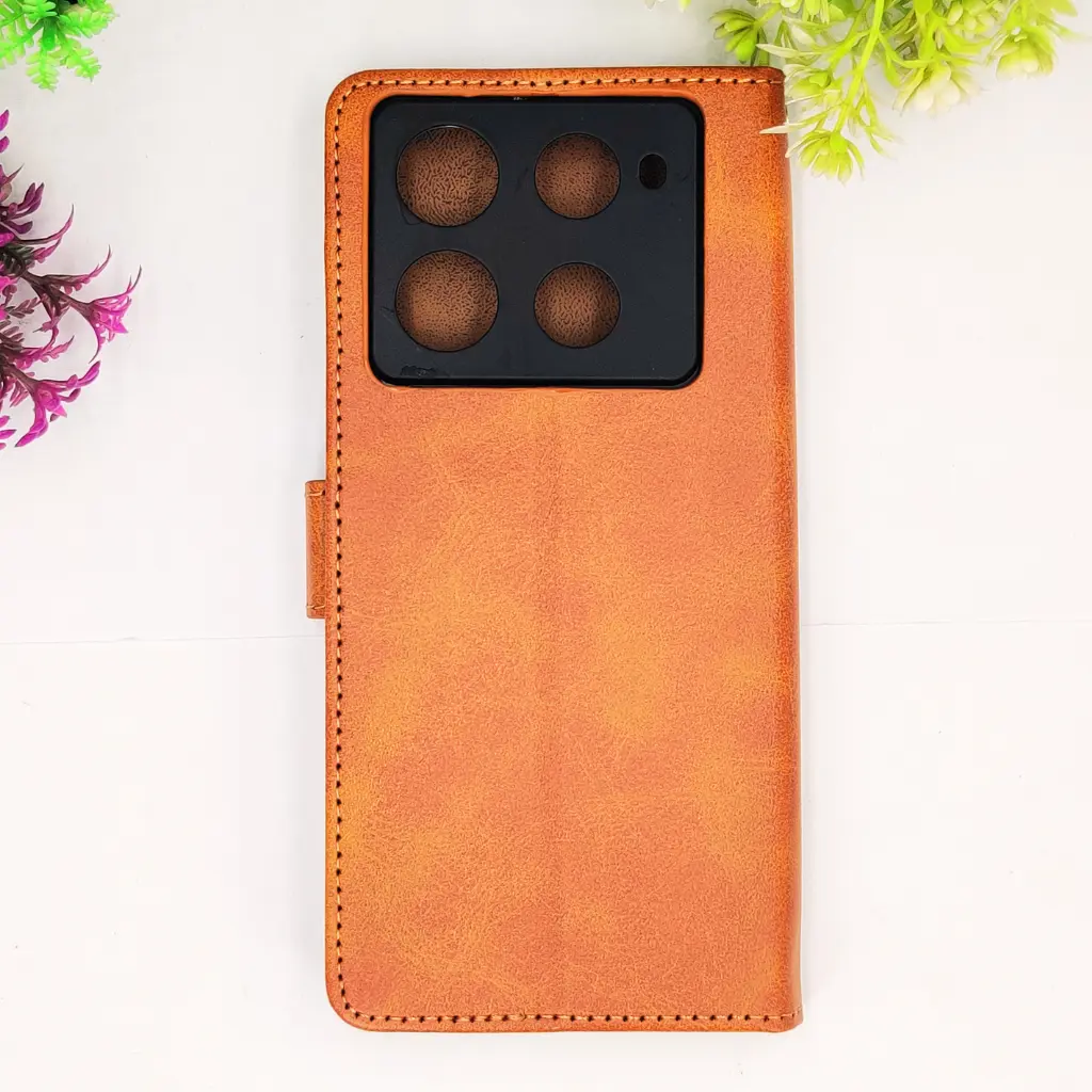 [PO42FBINOT40PR-4-5] Infinix Note 40 Pro NMT Premium Luxuary Leather Book Case (Golden)