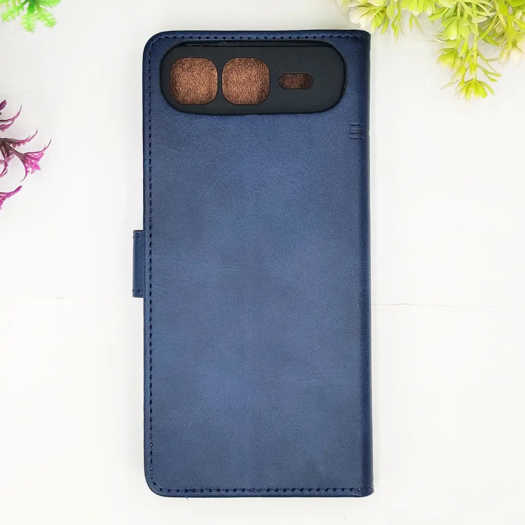 [PO42FBISMRT10PL-4-17] Infinix Smart 10 Plus 4G NMT Premium Luxuary Leather Book Case (Navy Blue)