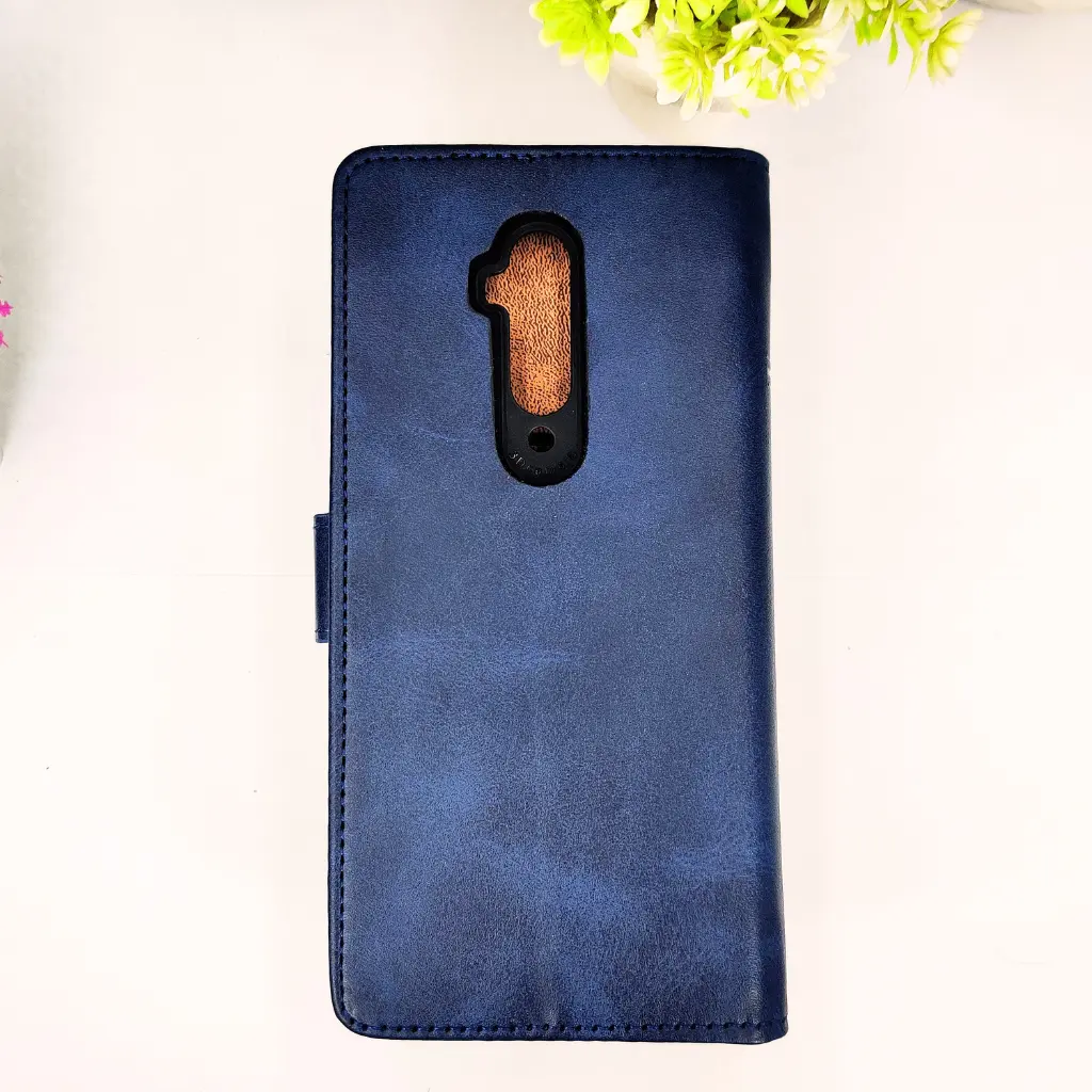 [PO42FB1PL7TPR-4-17] One Plus 7T Pro|OnePlus 7 Pro NMT Premium Luxuary Leather Book Case (Navy Blue)