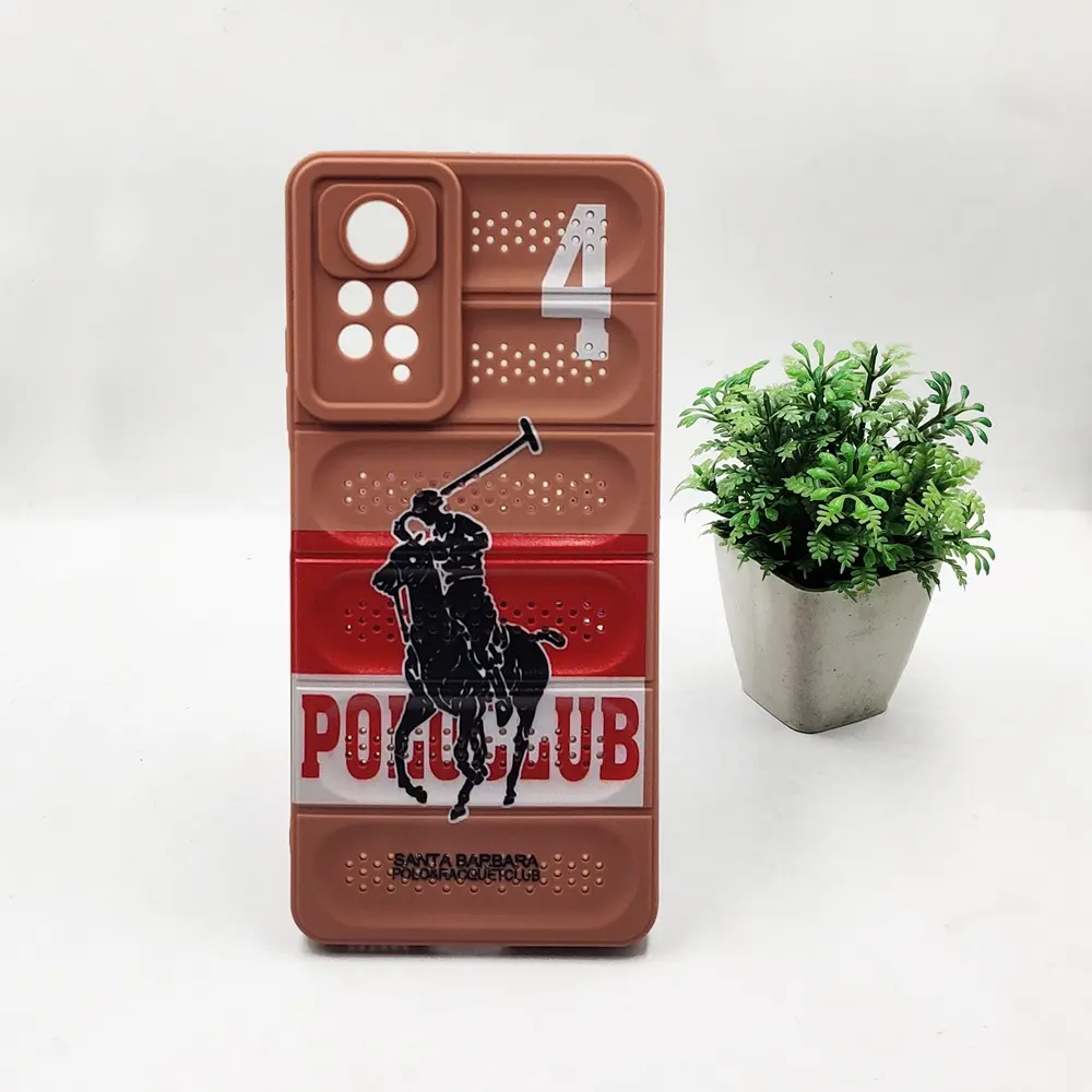 [PO14BMINOT11PR-46-13] Brown Silicone Cooling Mesh 3D‑Print Back Case Xiaomi Redmi Note11 Pro/12 Pro