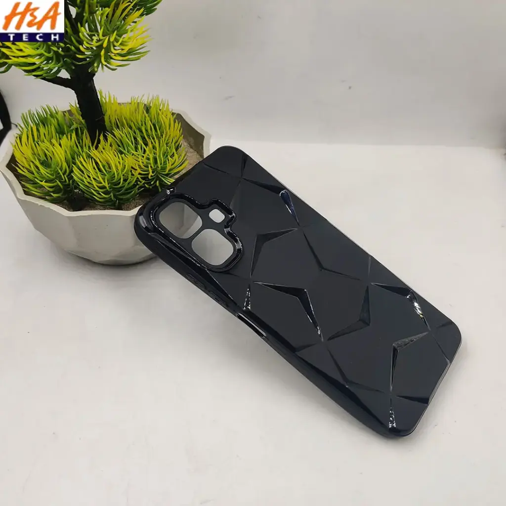 Infinix Smart 10|Tecno Spark Go 2|Pop 10 3D Shining Marble Design Soft Silicone Back Case (Black)