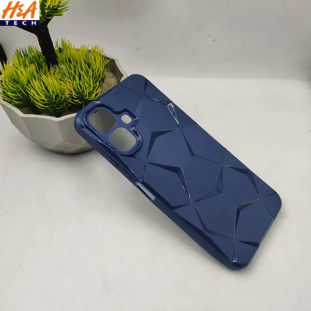 Infinix Smart 10|Tecno Spark Go 2|Pop 10 3D Shining Marble Design Soft Silicone Back Case (Navy Blue)