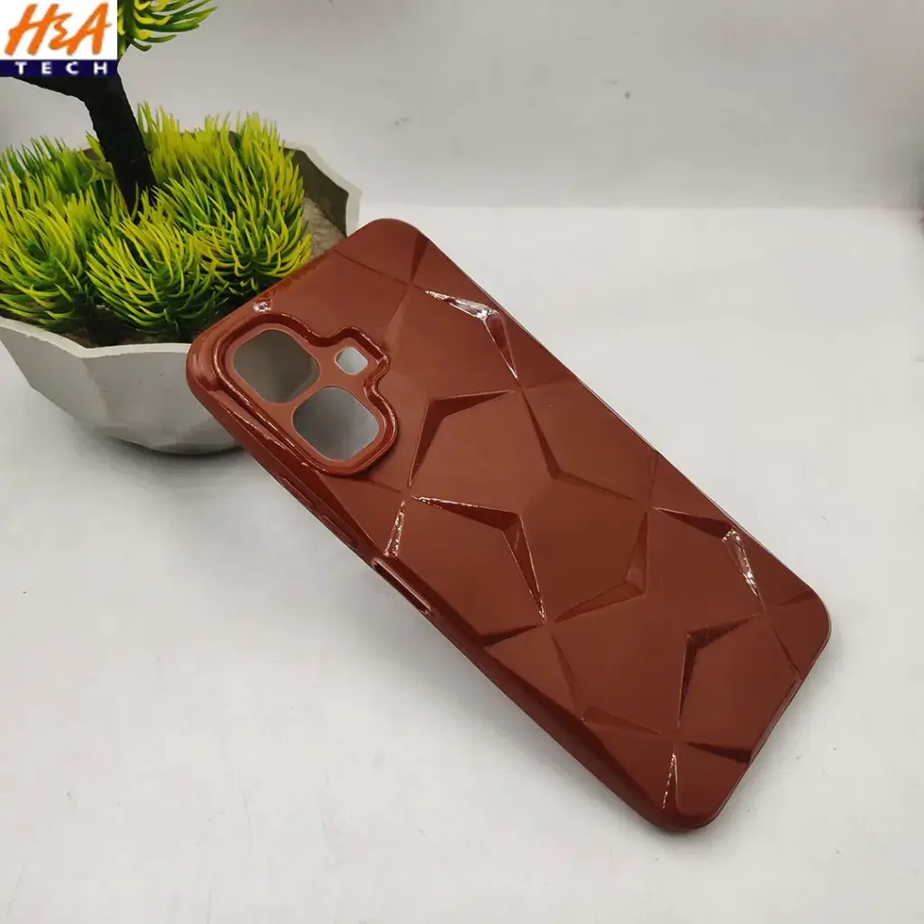 Infinix Smart 10|Tecno Spark Go 2|Pop 10 3D Shining Marble Design Soft Silicone Back Case (Dark Brown)