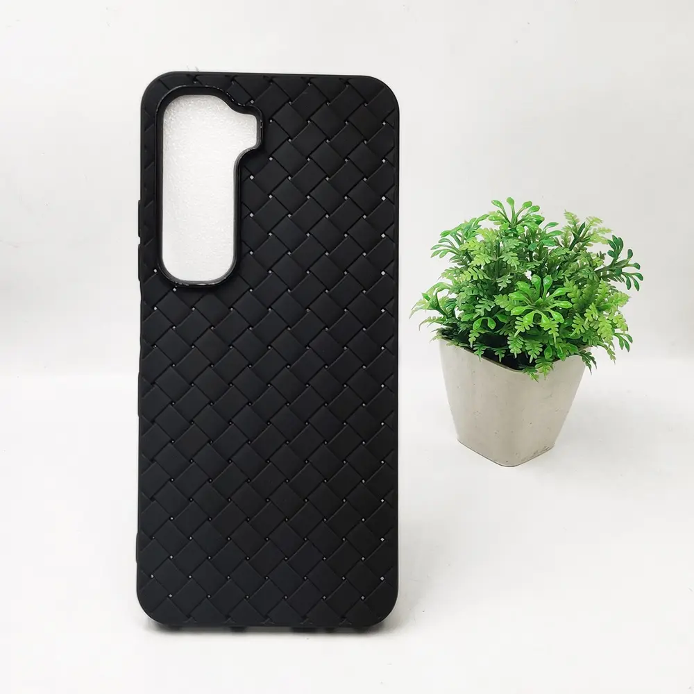 Infinix Hot 60 4G|Hot 60i 4G Woven With Leather Feel Soft Silicone Back Case (Black)