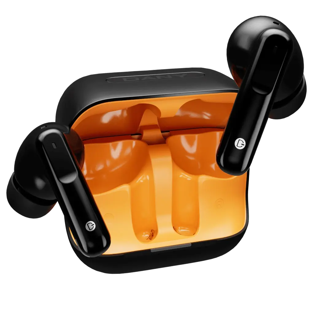 Dany Airdots 300 Pro Wireless Bluetooth Earbuds With ENC Mode (Black&Orange)