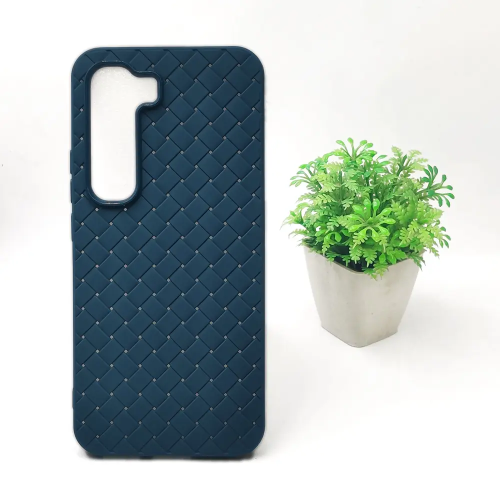InfiniX Hot 60 Pro Plus Woven With Leather Feel Soft Silicone Back Case (Navy Blue)