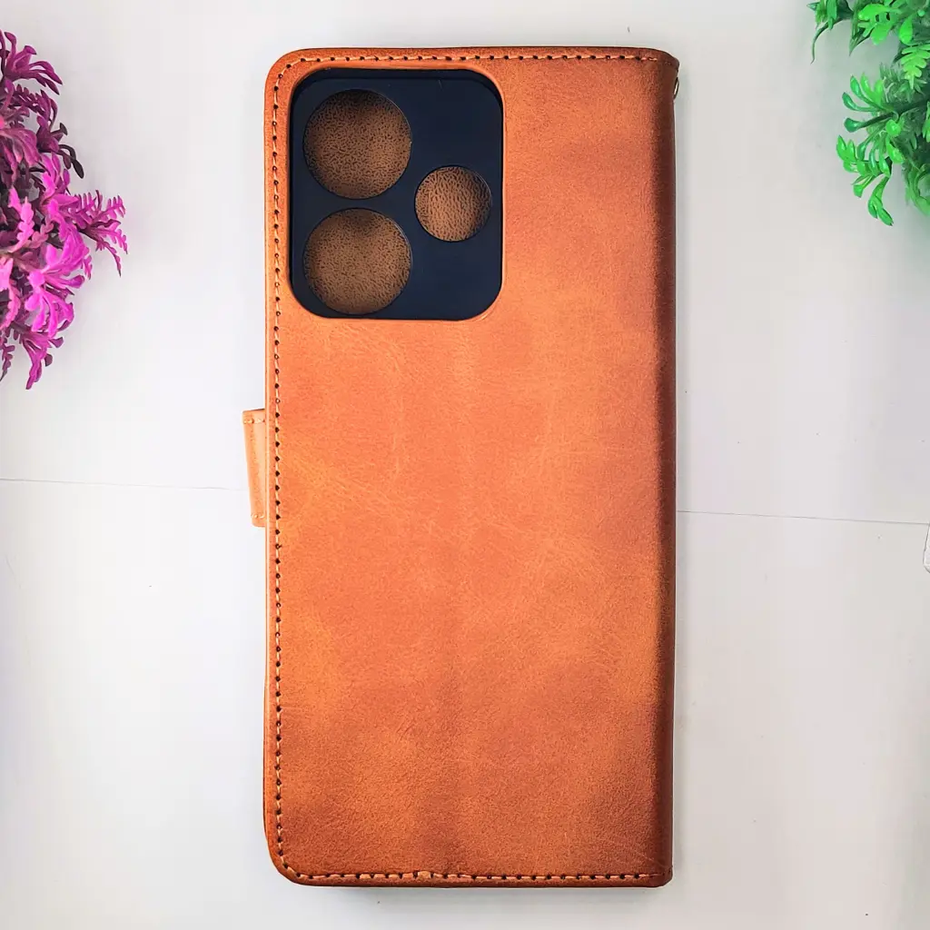 [PO42FBMI13-4-5] Xiaomi Redmi 13 4G|Note 13R|Poco M6 4G NMT Premium Luxuary Leather Book Case (Golden)