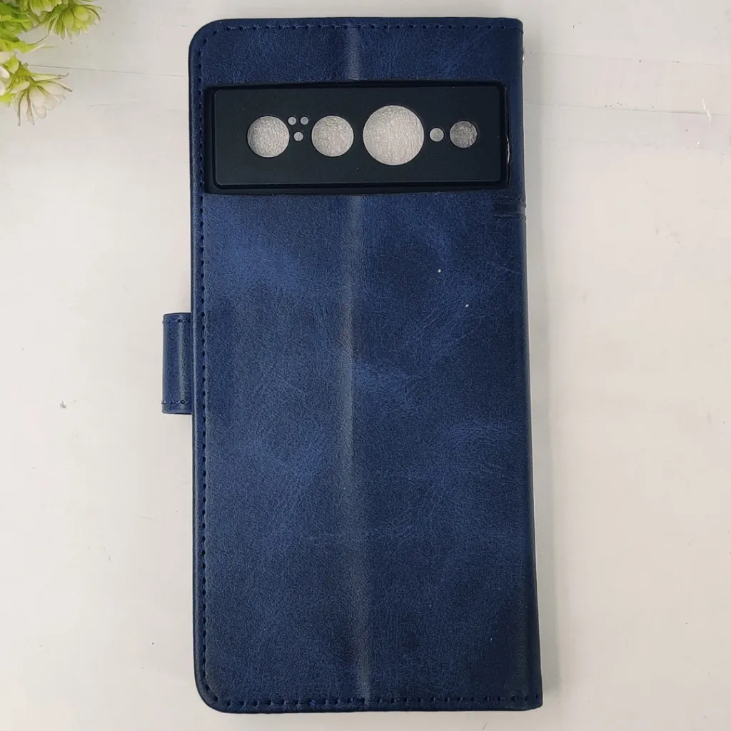 [PO42FBGPXL7PR-4-17] Google Pixel 7 Pro NMT Premium Luxuary Leather Book Case (Navy Blue)
