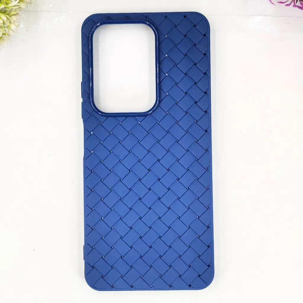Vivo Y29 4G|T4X 5G Woven With Leather Feel Soft Silicone Back Case (Navy Blue)
