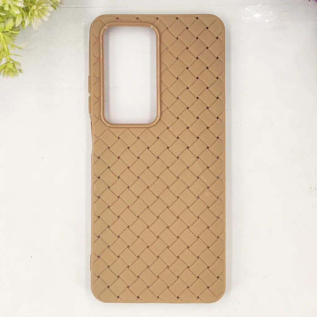 Oppo A5 4G Woven With Leather Feel Soft Silicone Back Case (Desert Titanium)
