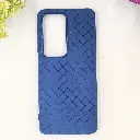 Oppo A5 4G Woven With Leather Feel Soft Silicone Back Case (Navy Blue)