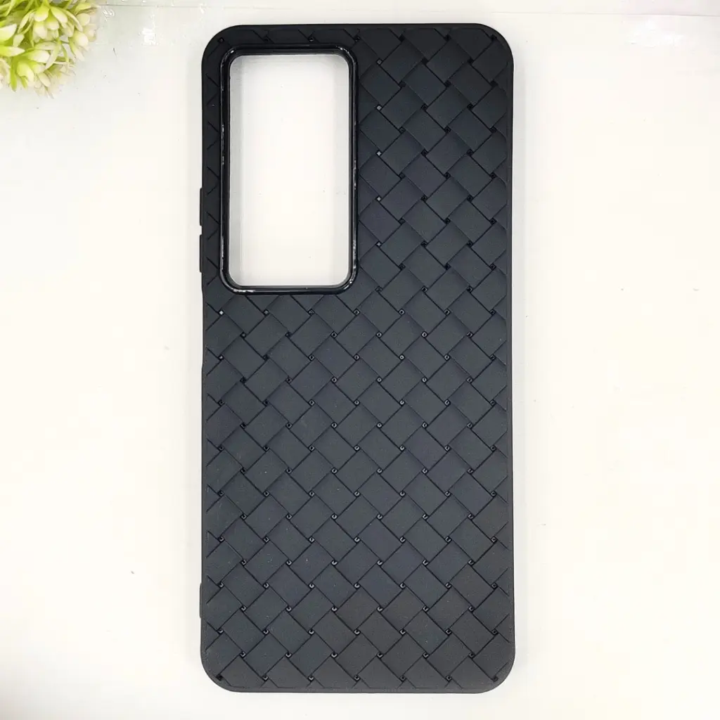 [PO14BITCITY100-52-2] iTel City 100 Woven With Leather Feel Soft Silicone Back Case (Black)