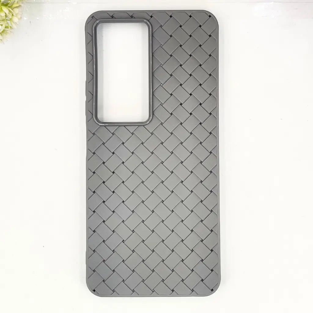 iTel City 100 Woven With Leather Feel Soft Silicone Back Case (Natural Titanium)