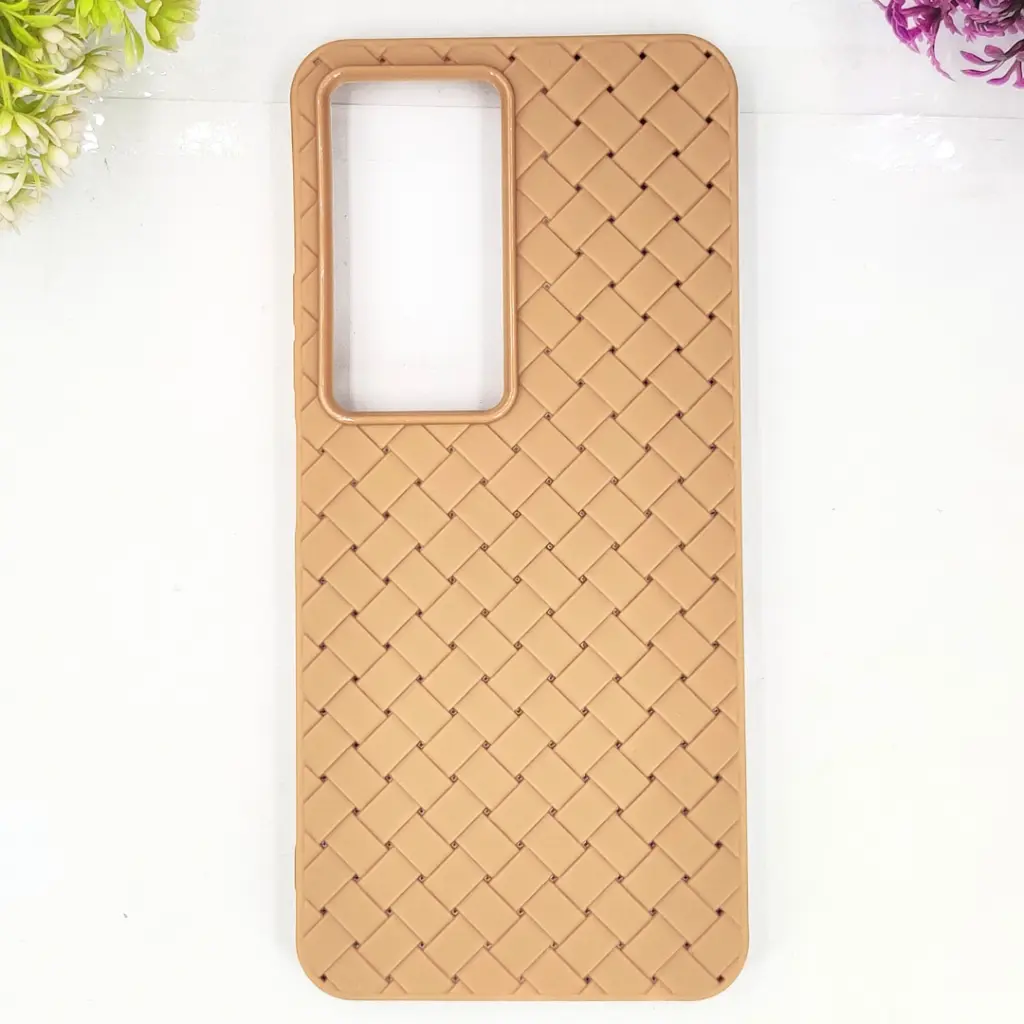iTel City 100 Woven With Leather Feel Soft Silicone Back Case (Desert Titanium)