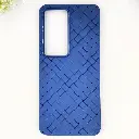 iTel City 100 Woven With Leather Feel Soft Silicone Back Case (Navy Blue)