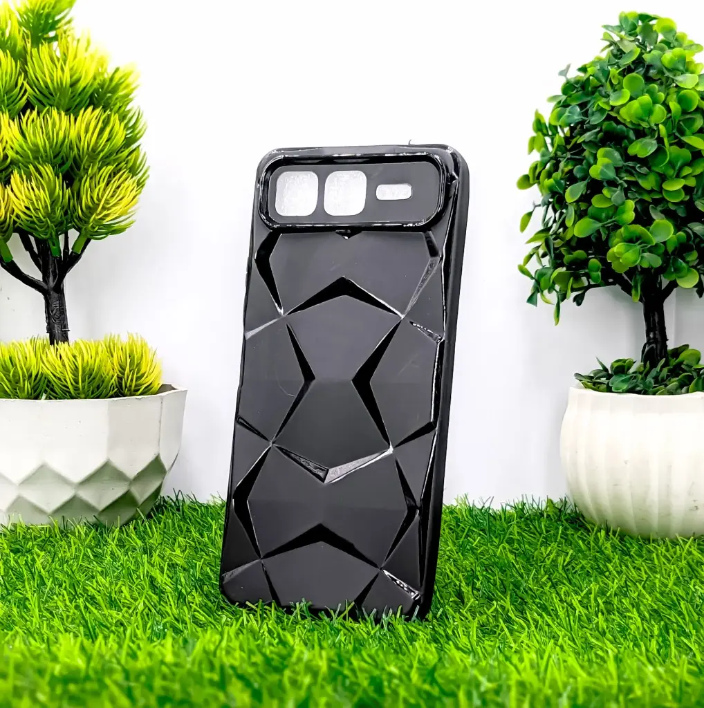 InfiniX Smart 10 Plus 3D Shining Marble Design Soft Silicone Back Case (Black)