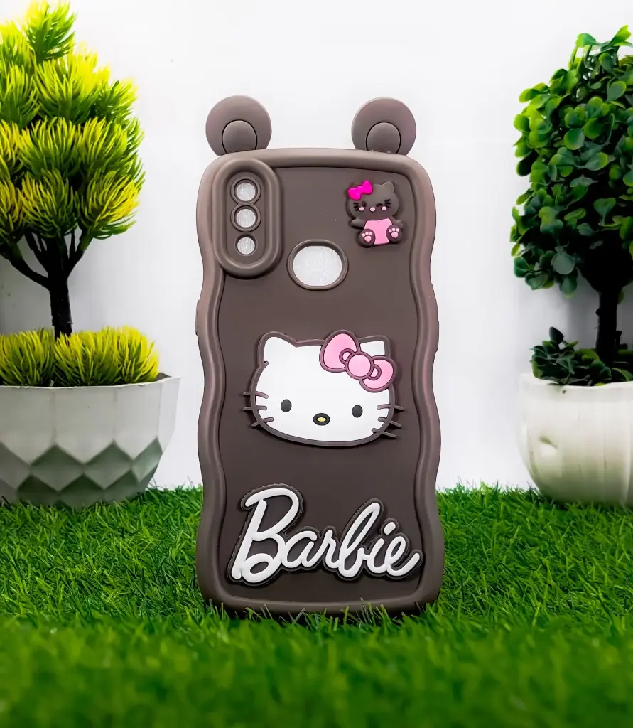 Samsung Galaxy A10S Soft Silicone Hello Kitty And Barbie Design Mobile Back Case (Dark Brown)