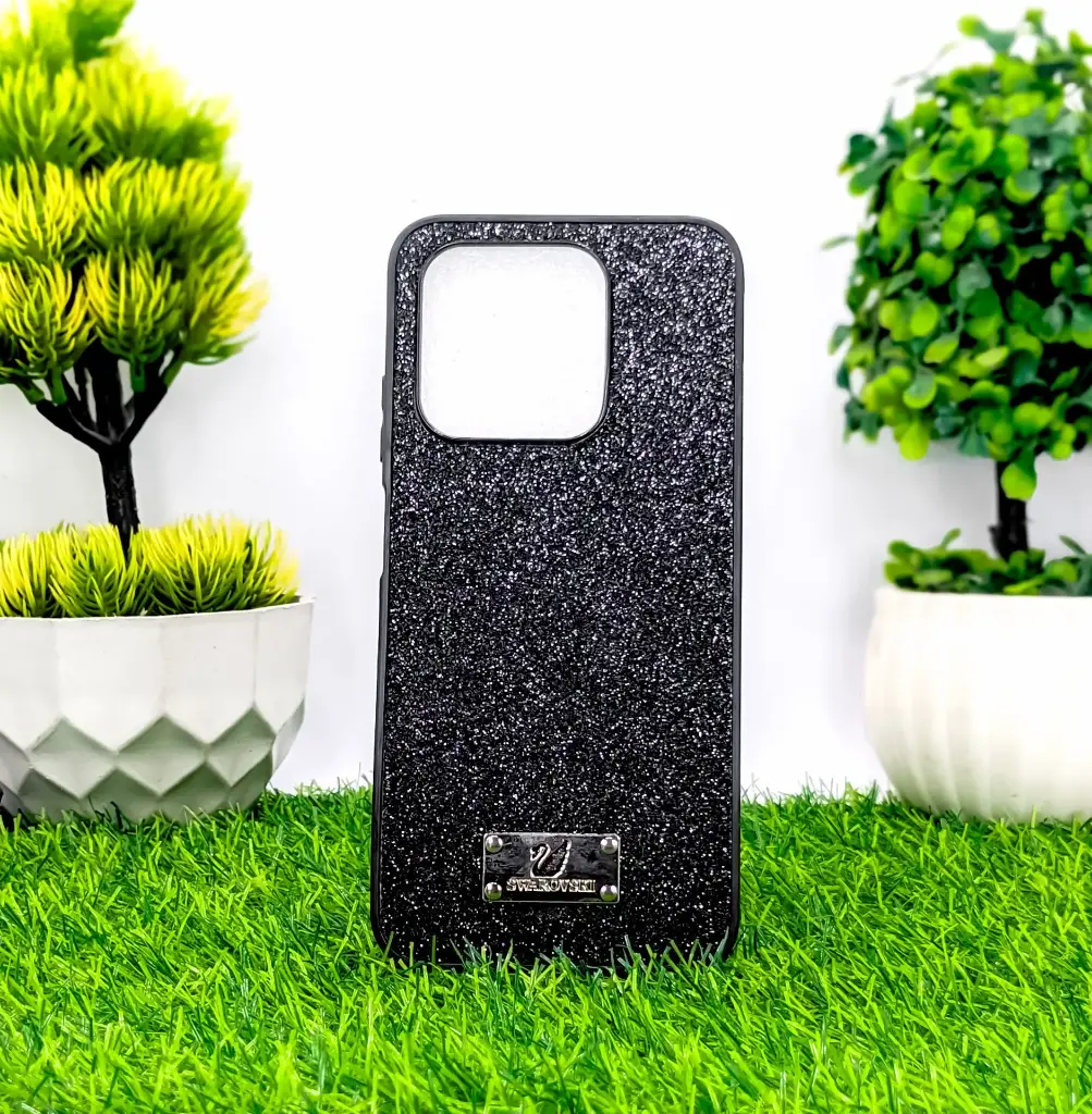 Infinix Hot 50i|Smart 9 HD|Smart 9 Swarovski Ladies Glam Back Case (Black)