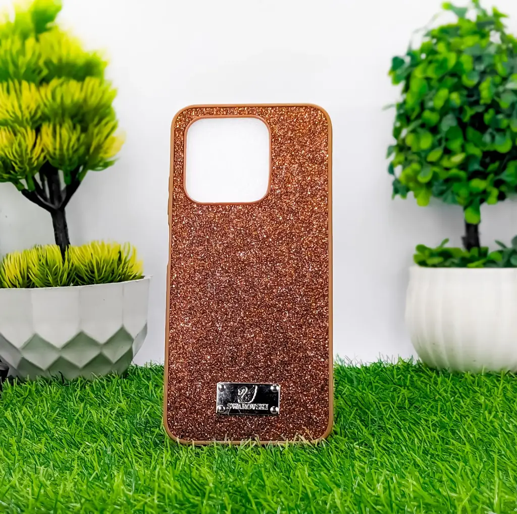 Infinix Hot 50i|Smart 9 HD|Smart 9 Swarovski Ladies Glam Back Case (Brown)