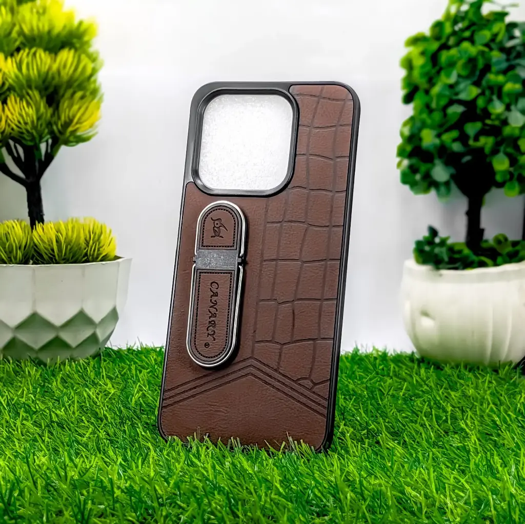 Infinix Hot 50i/Smart 9/Smart 9 Hd CANARY Soft Silicone Leather Texture With Stand Mobile Back Case (Dark Brown)