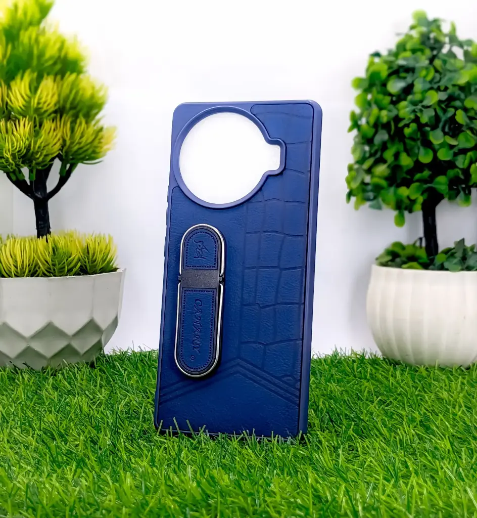 Tecno Spark 20 Pro Plus CANARY Soft Silicone Leather Texture With Stand Mobile Back Case (Navy Blue)