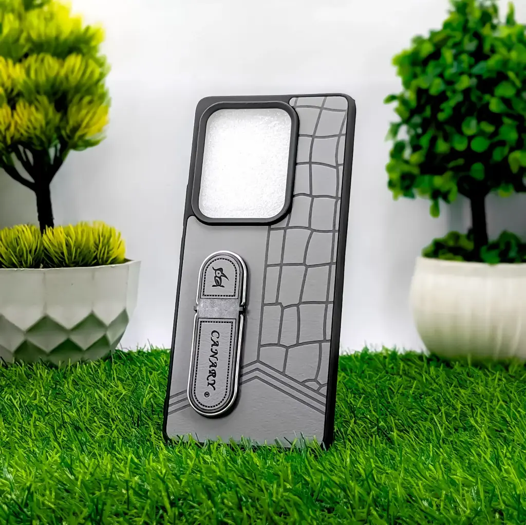 Infinix Zero 30 4G CANARY Soft Silicone Leather Texture With Stand Mobile Back Case (Gray)