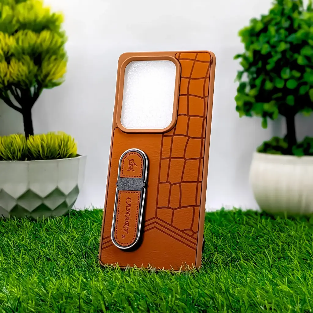 Infinix Zero 30 4G CANARY Soft Silicone Leather Texture With Stand Mobile Back Case (Brown)