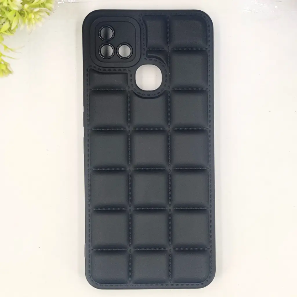 [PO14BIHOT10i-28-2] Infinix Hot 10I|Smart 5 Pro 3D Cubes Puffer Back Soft Silicone Case (Black)