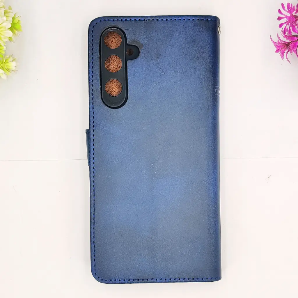 [PO42FBSA05S-4-17] Samsung Galaxy A05|M14 5G NMT Premium Luxuary Leather Book Case (Navy Blue)