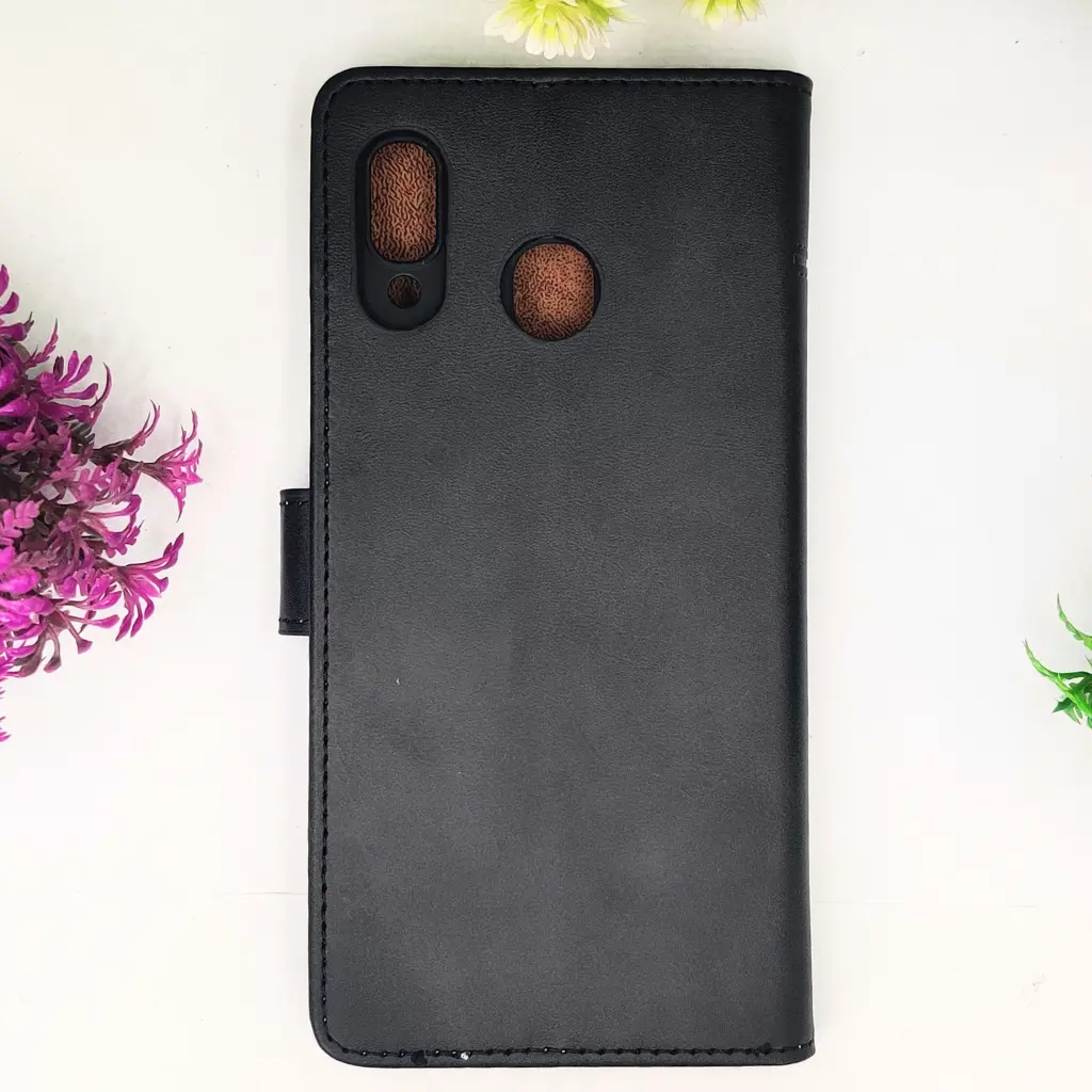 [PO42FBSA20-4-2] Samsung Galaxy A20|A30|M10s NMT Premium Luxuary Leather Book Case (Black)