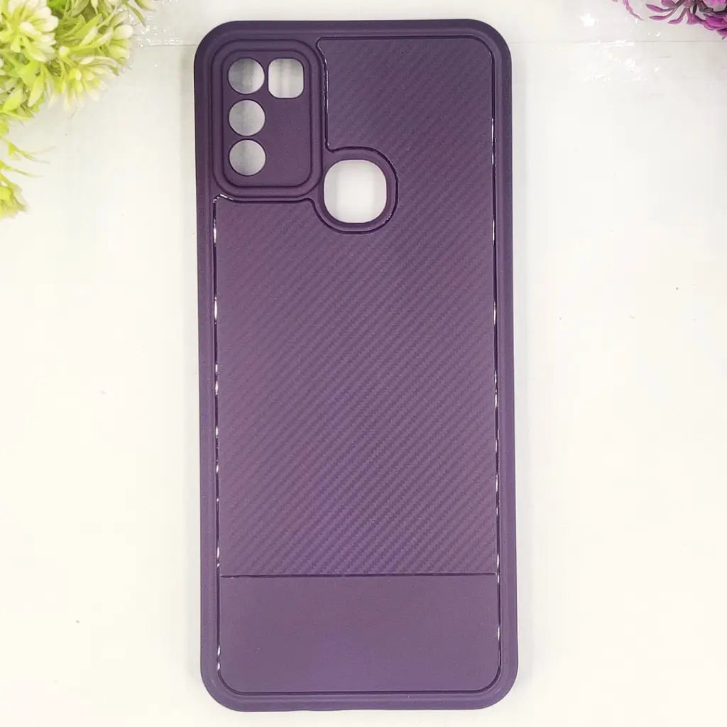 Infinix Hot 10 Play|11 Play Soft Silicone Carbon Texture With Camera Protection Back Case (Purple)