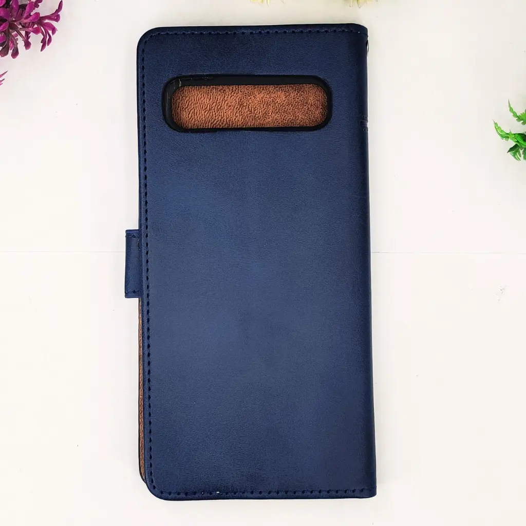 [PO42FBSS10 5G-4-17] Samsung Galaxy S10 5G NMT Premium Luxuary Leather Book Case (Navy Blue)