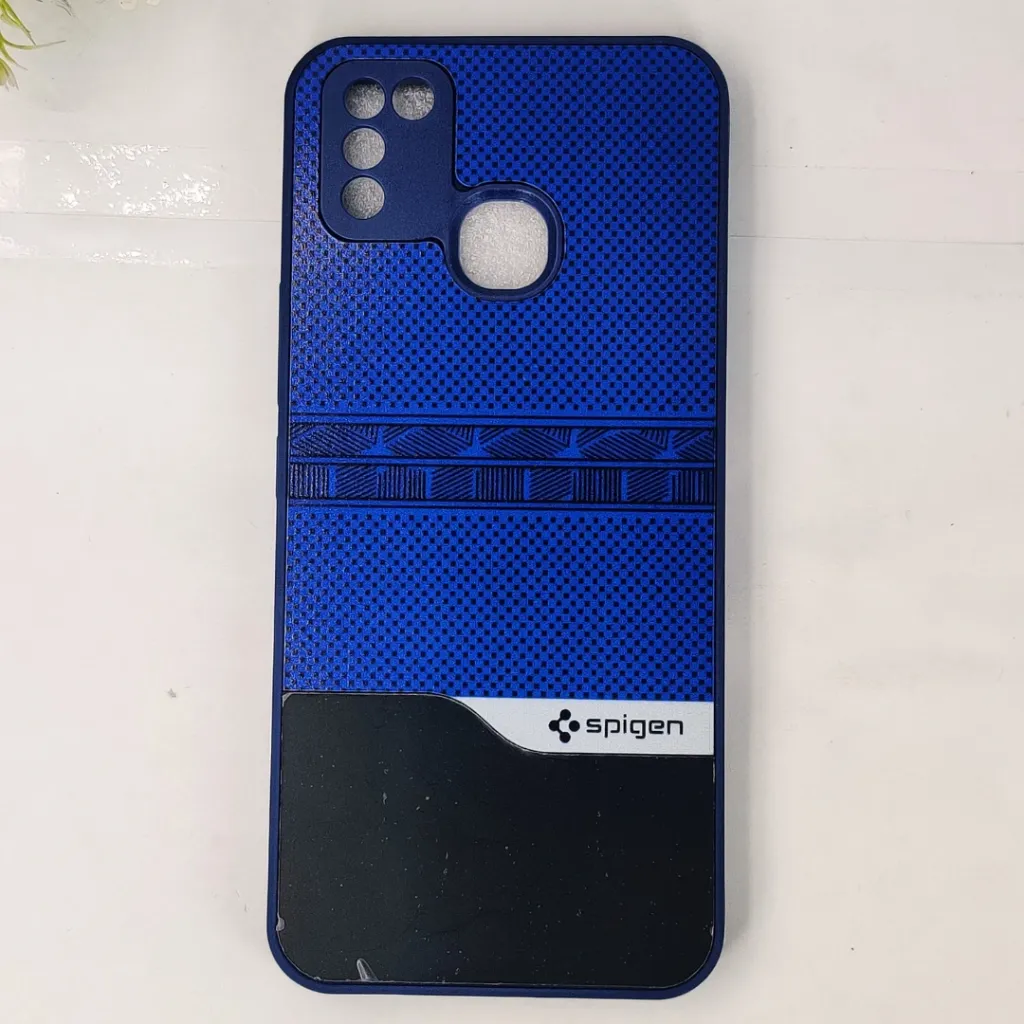 Infinix Hot 10I|Smart 5 Pro Spigen Matte Black Finishing & Carbon Fiber Back Case (Navy Blue)