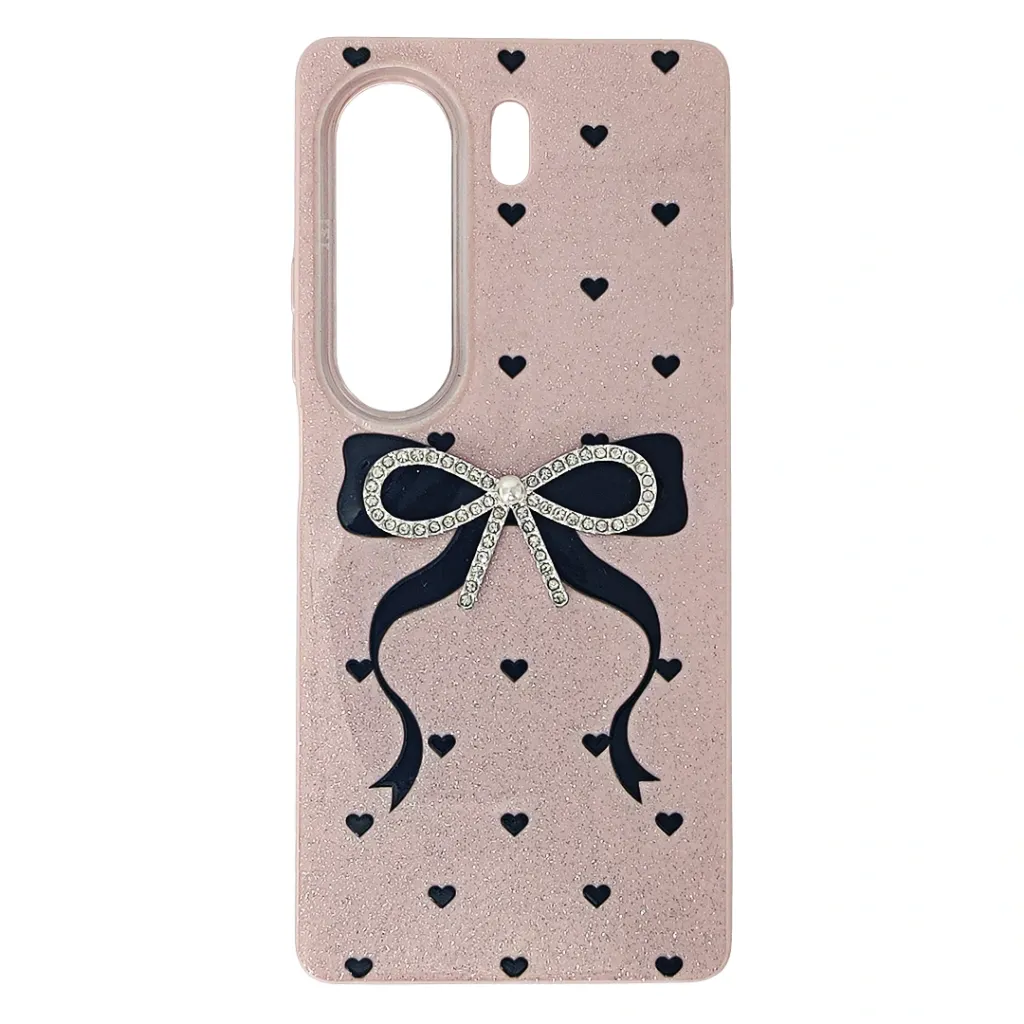 [PO40BTCMN40-11-22] Tecno Camon 40 4G Bow Ladies 3D Crystal Fancy Back Case (Baby Pink)