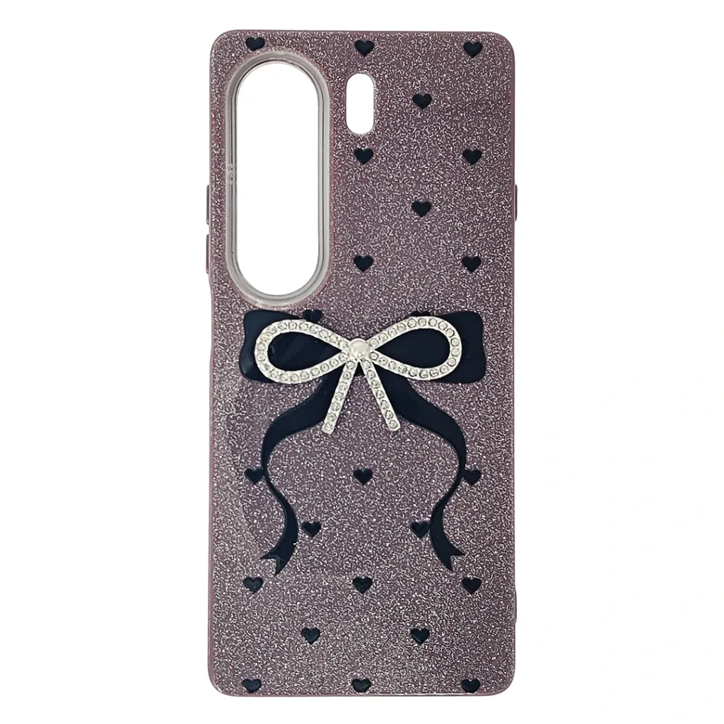 [PO40BTCMN40-11-41] Tecno Camon 40 4G Bow Ladies 3D Crystal Fancy Back Case (Header Purple)
