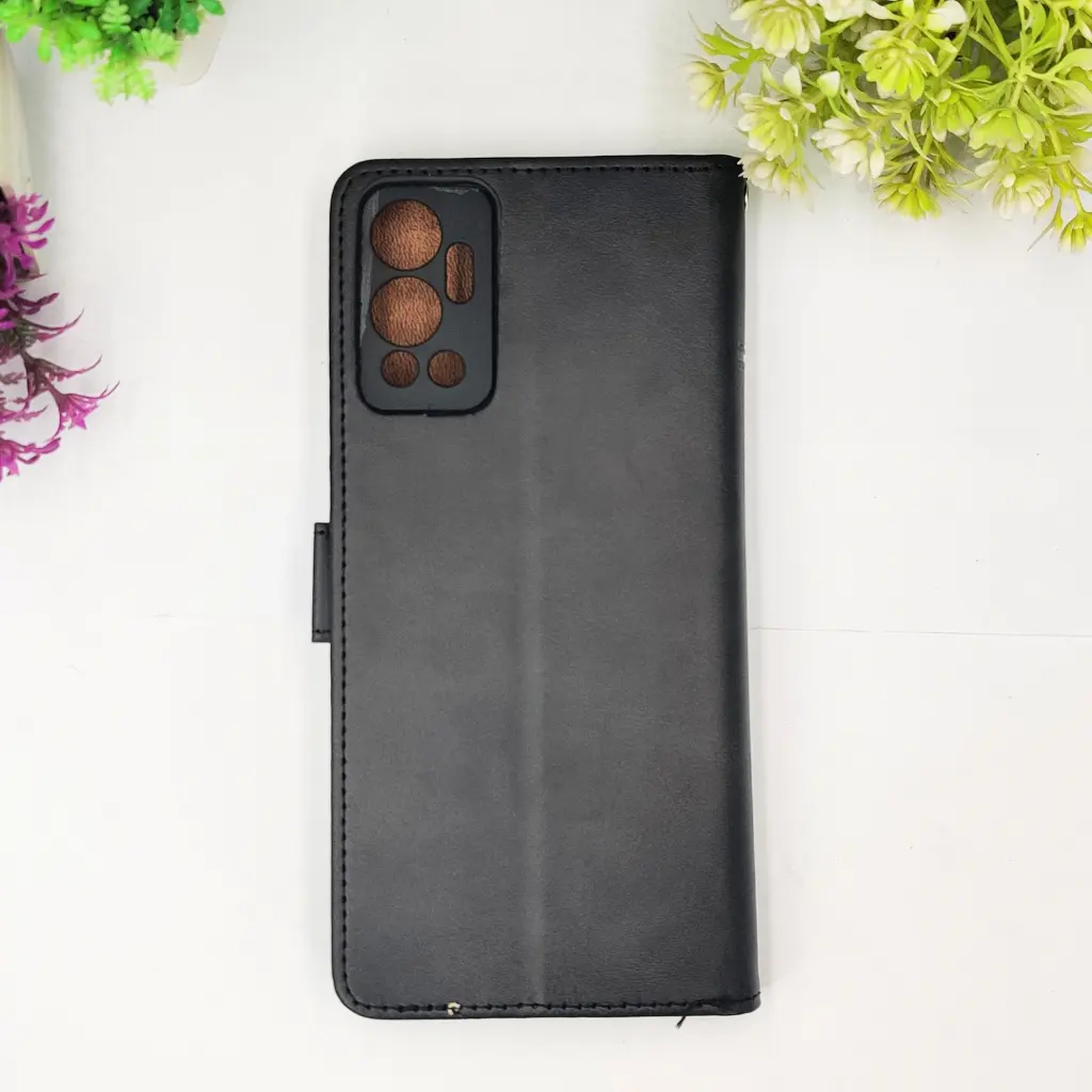 Infinix Hot 12 NMT Premium Luxuary Leather Book Case (Black)