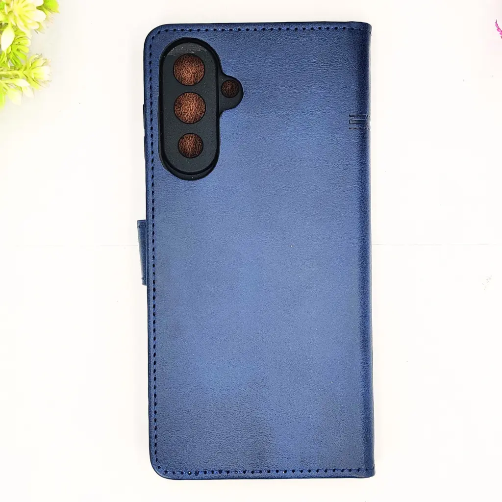 [PO42FBSA17-4-17] Samsung Galaxy A17 NMT Premium Luxuary Leather Book Case (Navy Blue)