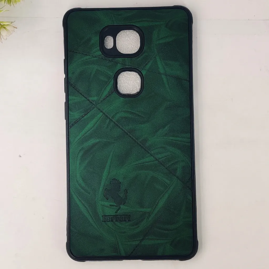 Huawei Honor 5X Ferrari Logo Leather Back Case (Green)
