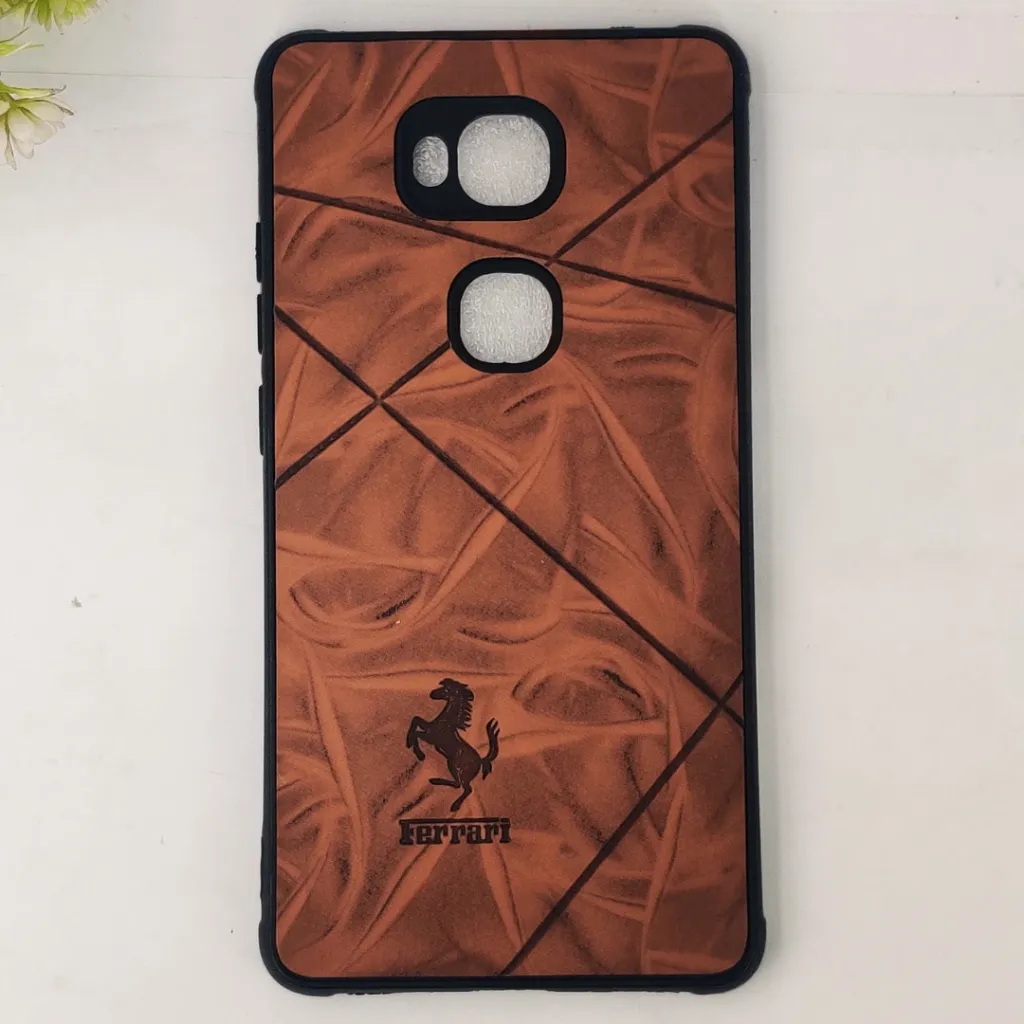 [PO18BHUHN5X-1-13] Huawei Honor 5X Ferrari Logo Leather Back Case (Brown)