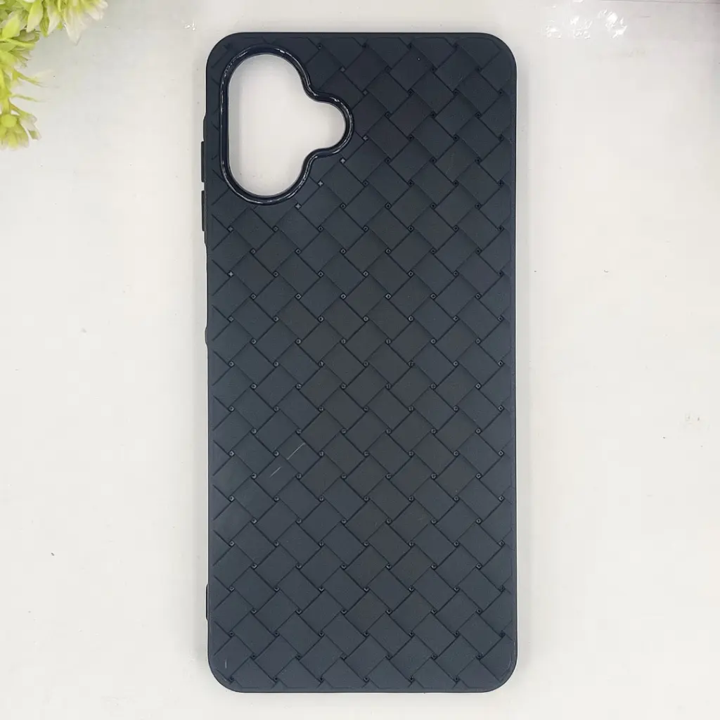Samsung Galaxy A07 Woven With Leather Feel Soft Silicone Back Case (Black)