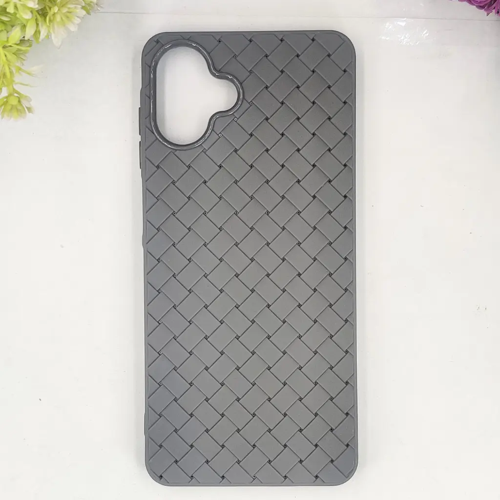 Samsung Galaxy A07 Woven With Leather Feel Soft Silicone Back Case (Natural Titanium)