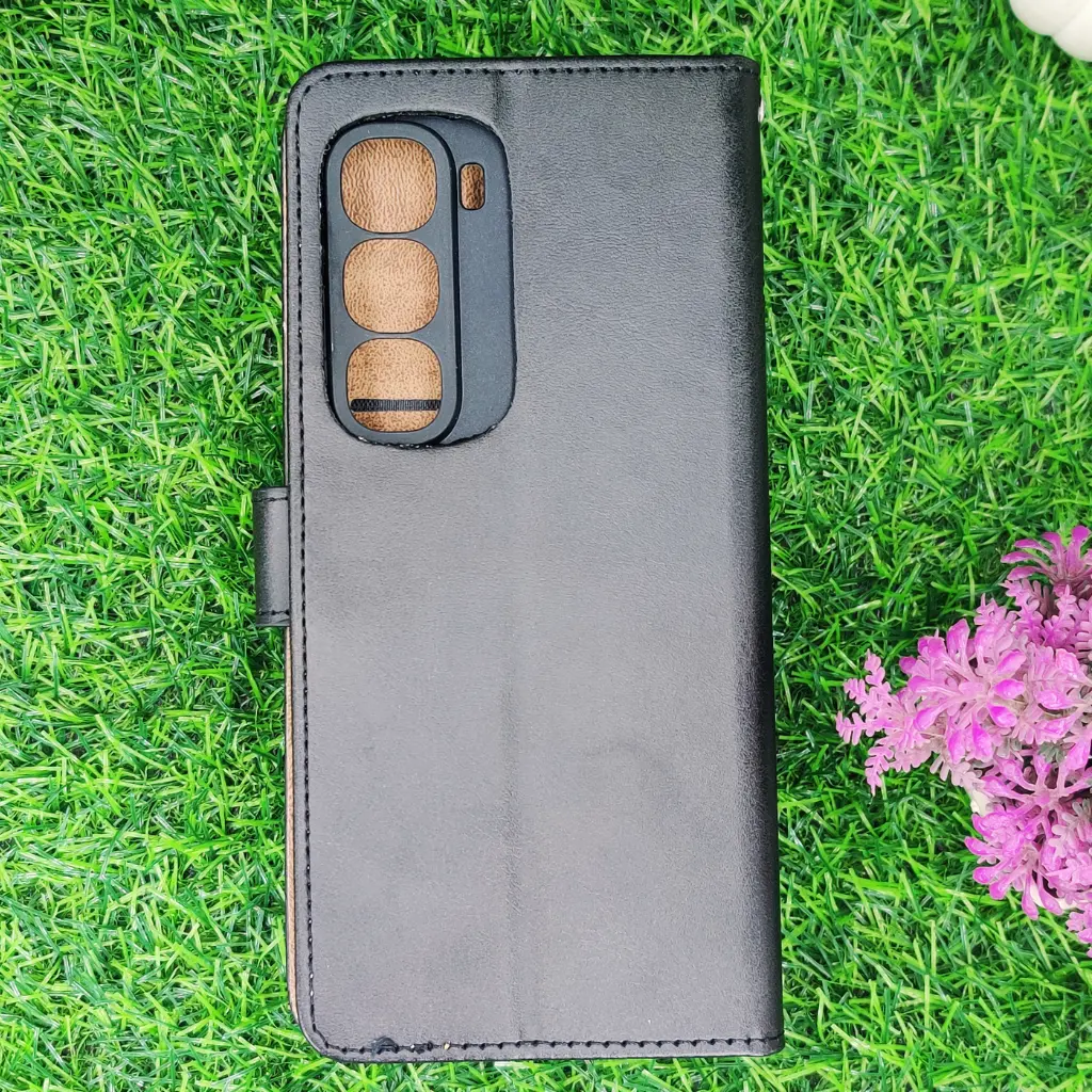 [PO42FBIHOT60PR-4-2] Infinix Hot 60 Pro 4G NMT Premium Luxuary Leather Book Case (Black)