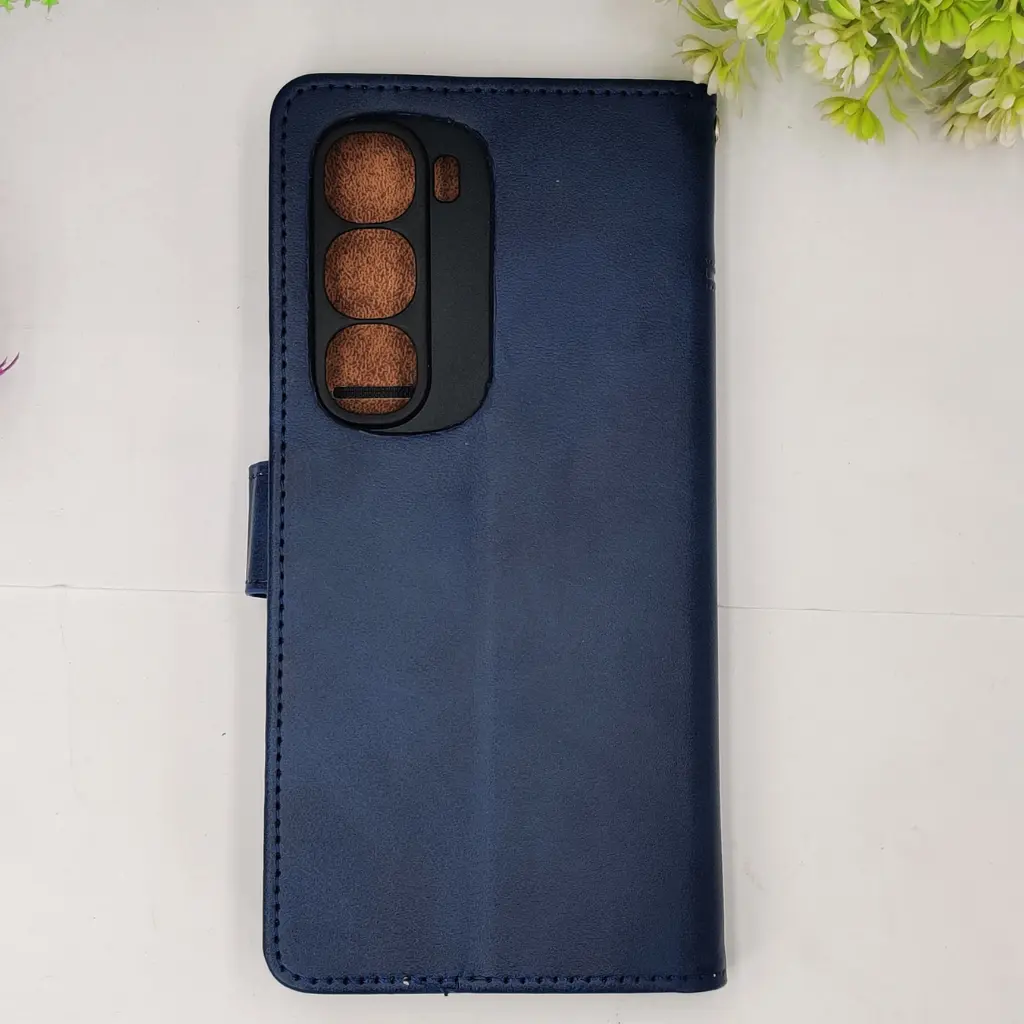 [PO42FBIHOT60PR-4-17] Infinix Hot 60 Pro 4G NMT Premium Luxuary Leather Book Case (Navy Blue)