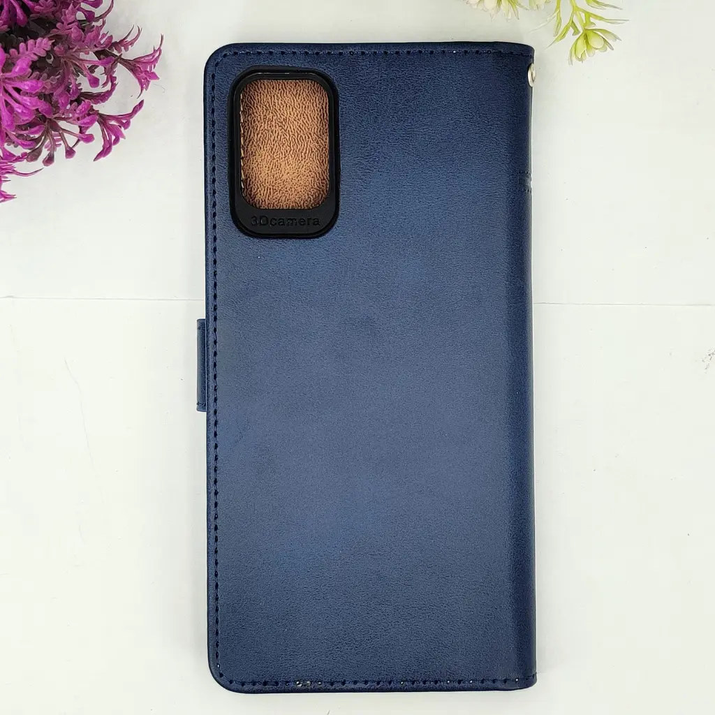 [PO42FBSA71-4-17] Samsung Galaxy A71 4G|5G NMT Premium Luxuary Leather Book Case (Navy Blue)