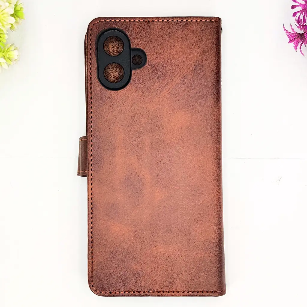 [PO42FBSA07-4-34] Samsung Galaxy A07 NMT Premium Luxuary Leather Book Case (Dark Brown)